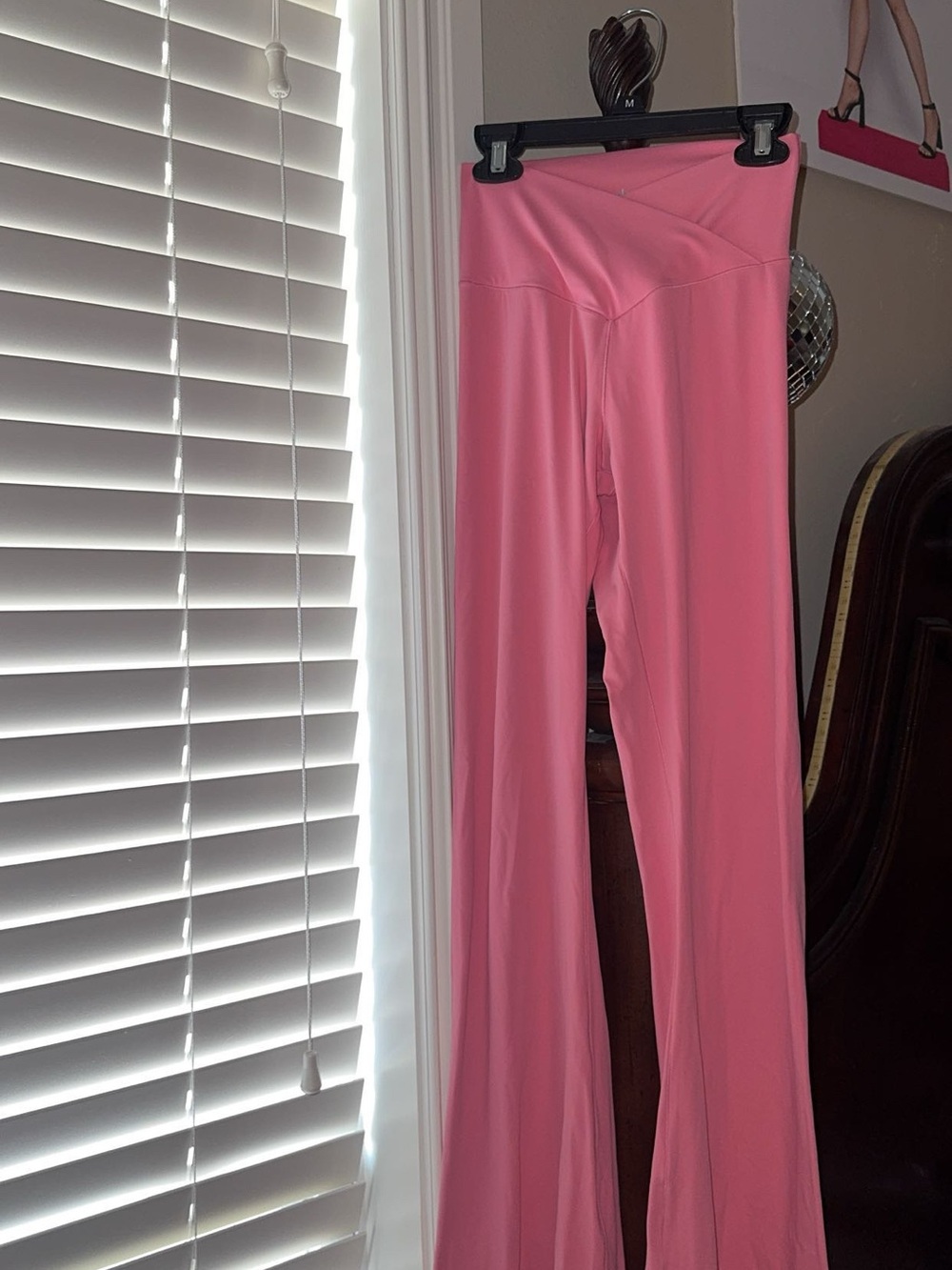 Women's High-Waist Pink Flared Leggings